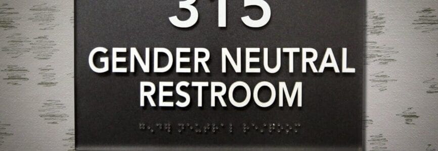 gender neutral restroom sign