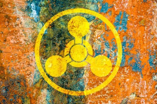 chemical weapons symbol on rusted background