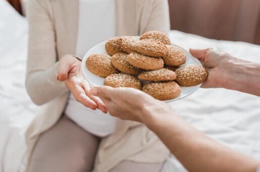 plate of cookies in hospital bed