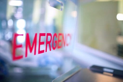 red Emergency sign in hospital