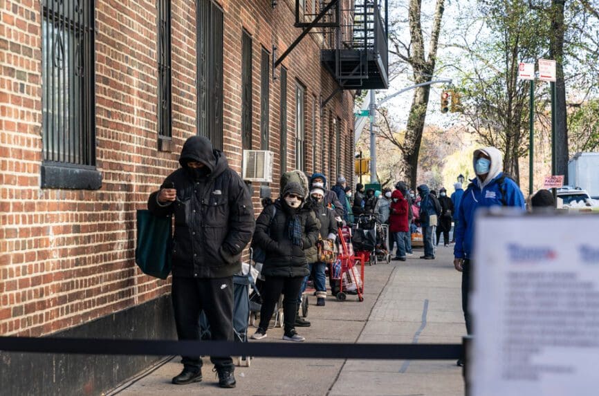 line for food pantry