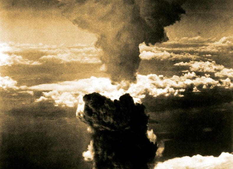 nuclear bomb exploding over Nagasaki