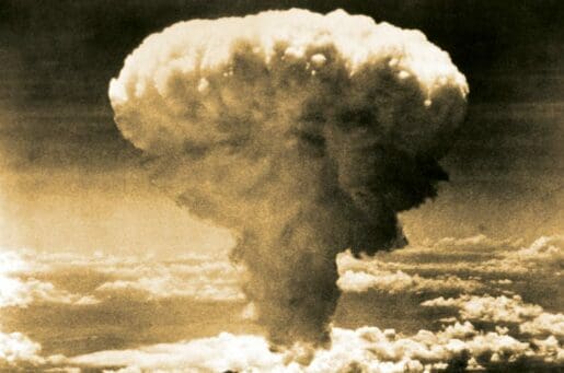 nuclear bomb exploding over Nagasaki